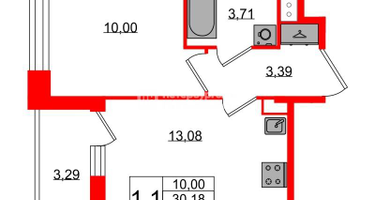 1-к. квартира, 30&nbsp;м²