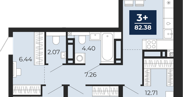 3-к. квартира, 80 м²