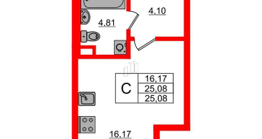 Студия, 25&nbsp;м²