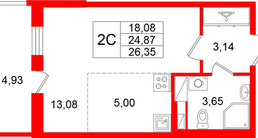 Студия, 24 м²
