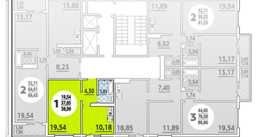 1-к. квартира, 38&nbsp;м²