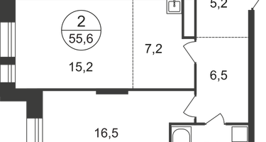 2-к. квартира, 55&nbsp;м²