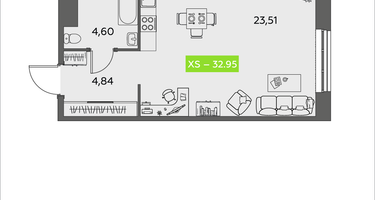 Студия, 32&nbsp;м²