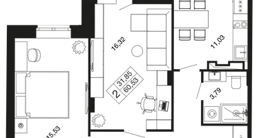 2-к. квартира, 60&nbsp;м²