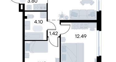 2-к. квартира, 51&nbsp;м²