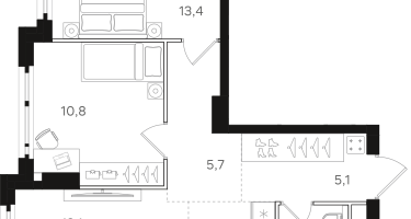 2-к. квартира, 58&nbsp;м²