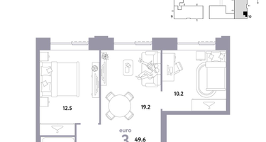 3-к. квартира, 49 м²