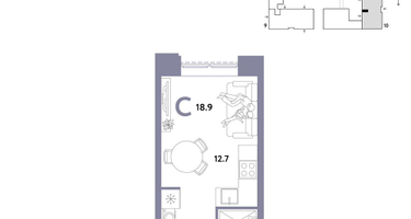 1-к. квартира, 18&nbsp;м²