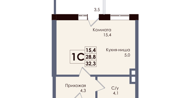 Студия, 29 м²