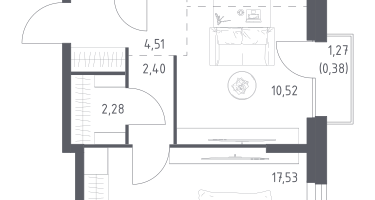 1-к. квартира, 47&nbsp;м²