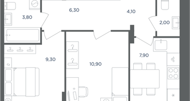 2-к. квартира, 44&nbsp;м²