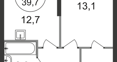 1-к. квартира, 39 м²