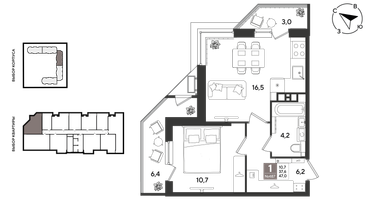 1-к. квартира, 47&nbsp;м²