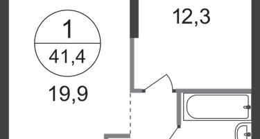 1-к. квартира, 41 м²