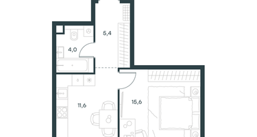 1-к. квартира, 36 м²