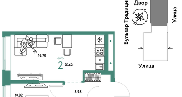 2-к. квартира, 35 м²