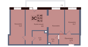 Студия, 80 м²