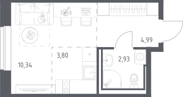 Студия, 22&nbsp;м²