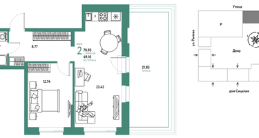 2-к. квартира, 70&nbsp;м²