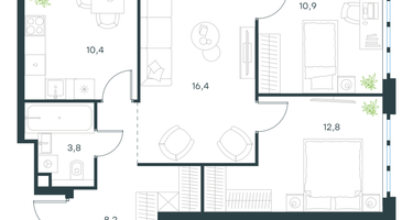 3-к. квартира, 62&nbsp;м²
