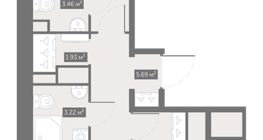 2-к. квартира, 57&nbsp;м²