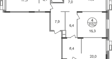 4-к. квартира, 113 м²