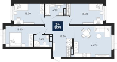 3-к. квартира, 95&nbsp;м²