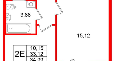 1-к. квартира, 33&nbsp;м²