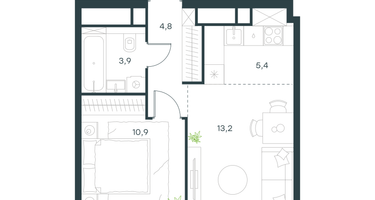 2-к. квартира, 38 м²