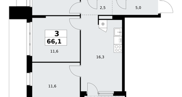 3-к. квартира, 66&nbsp;м²