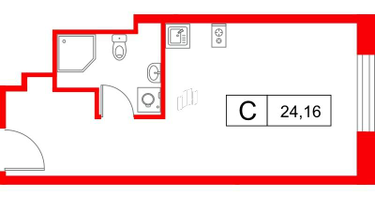 Студия, 24&nbsp;м²