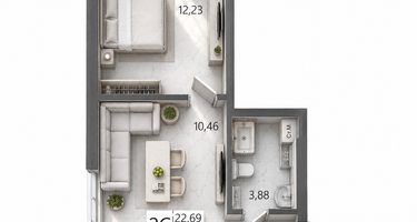 2-к. квартира, 38 м²