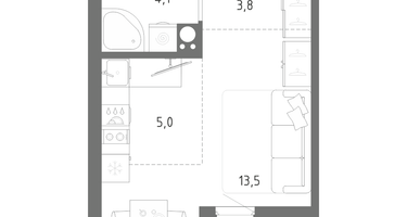 Студия, 27&nbsp;м²