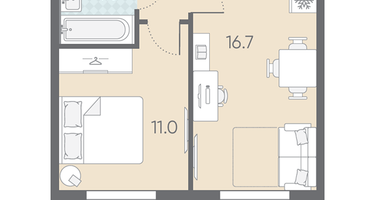1-к. квартира, 35&nbsp;м²