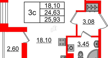 Студия, 24&nbsp;м²