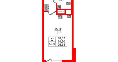 Студия, 24 м²