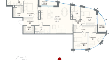 4-к. квартира, 148&nbsp;м²