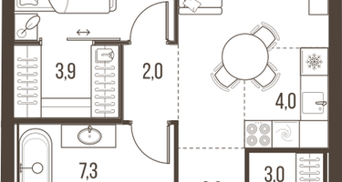 2-к. квартира, 49 м²
