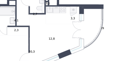 1-к. квартира, 52&nbsp;м²