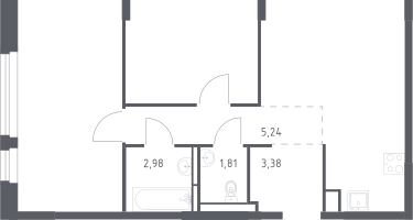 2-к. квартира, 59&nbsp;м²