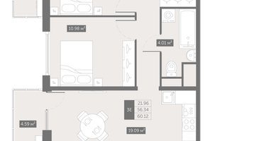 2-к. квартира, 60&nbsp;м²