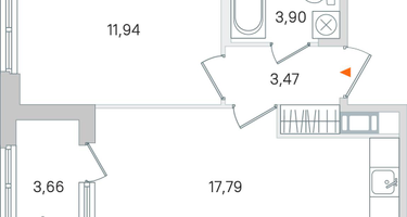 1-комнатная квартира, 38&nbsp;м²