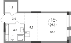 Студия, 26&nbsp;м²