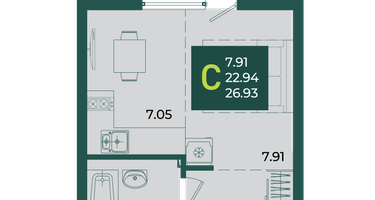 Студия, 26&nbsp;м²