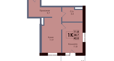 1-к. квартира, 39 м²