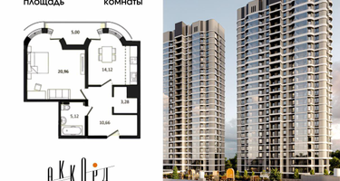 1-к. квартира, 55&nbsp;м²