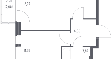 1-к. квартира, 39&nbsp;м²
