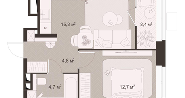 1-к. квартира, 40 м²