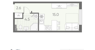 Студия, 22&nbsp;м²