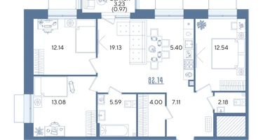 3-к. квартира, 82&nbsp;м²